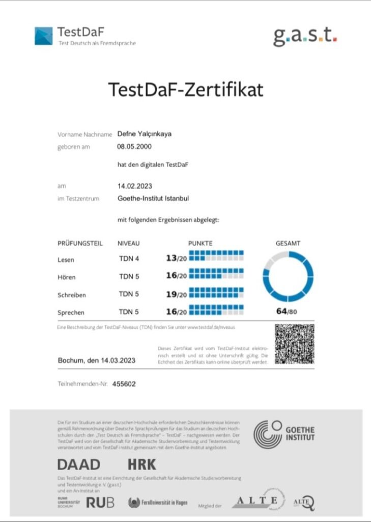 TestDaF TDN 4-Zertifikat kaufen